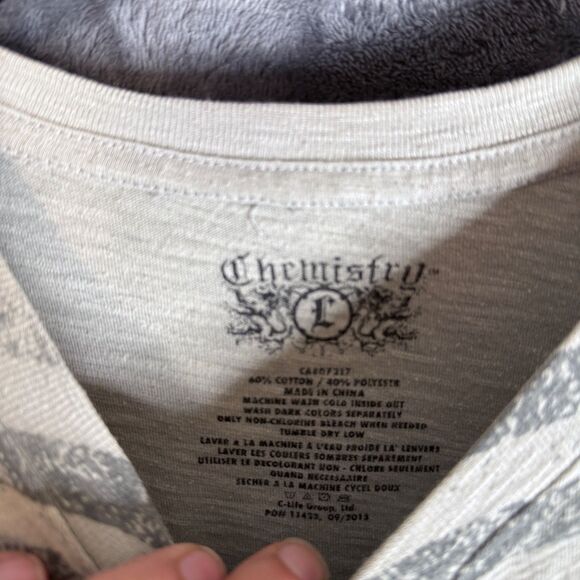 Vintage Y2K Chemistry Warrior Skull Bone Wings Striped Short Sleeve Size Large - Picture 3 of 7